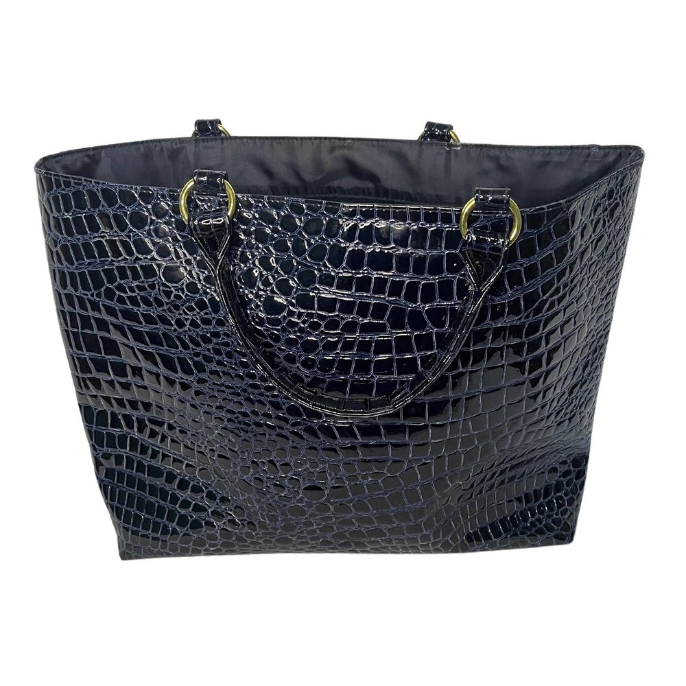 Estee Lauder Navy Blue Crocodile Print Handbag